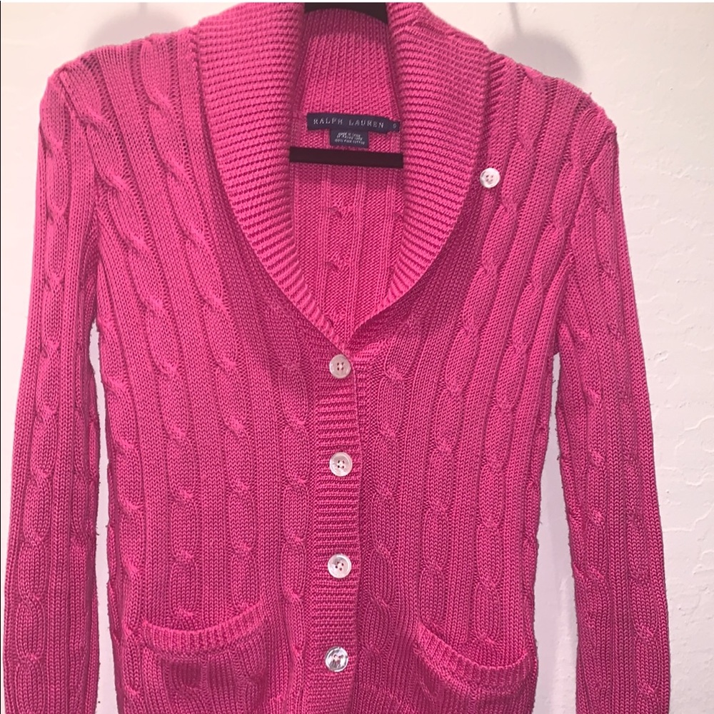 Pink Ralph Lauren Cable-Knit Sweater